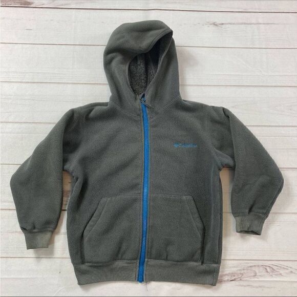 Columbia Kids Gray Sherpa Lined Hoodie Full Zip Jacket Size 4/5 - Picture 1 of 5